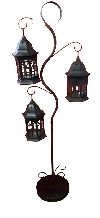 Dekorative Laterne Lampe mit Gestell für Teelichter, modernes Stimmungslicht